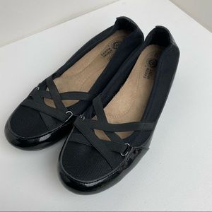 Earth Spirit Size 8.5 Gelron Cushion Black Flats Comfort Stretch